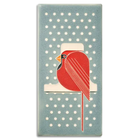 4x8 Cool Cardinal Tile (Charley Harper) by Motawi Tileworks