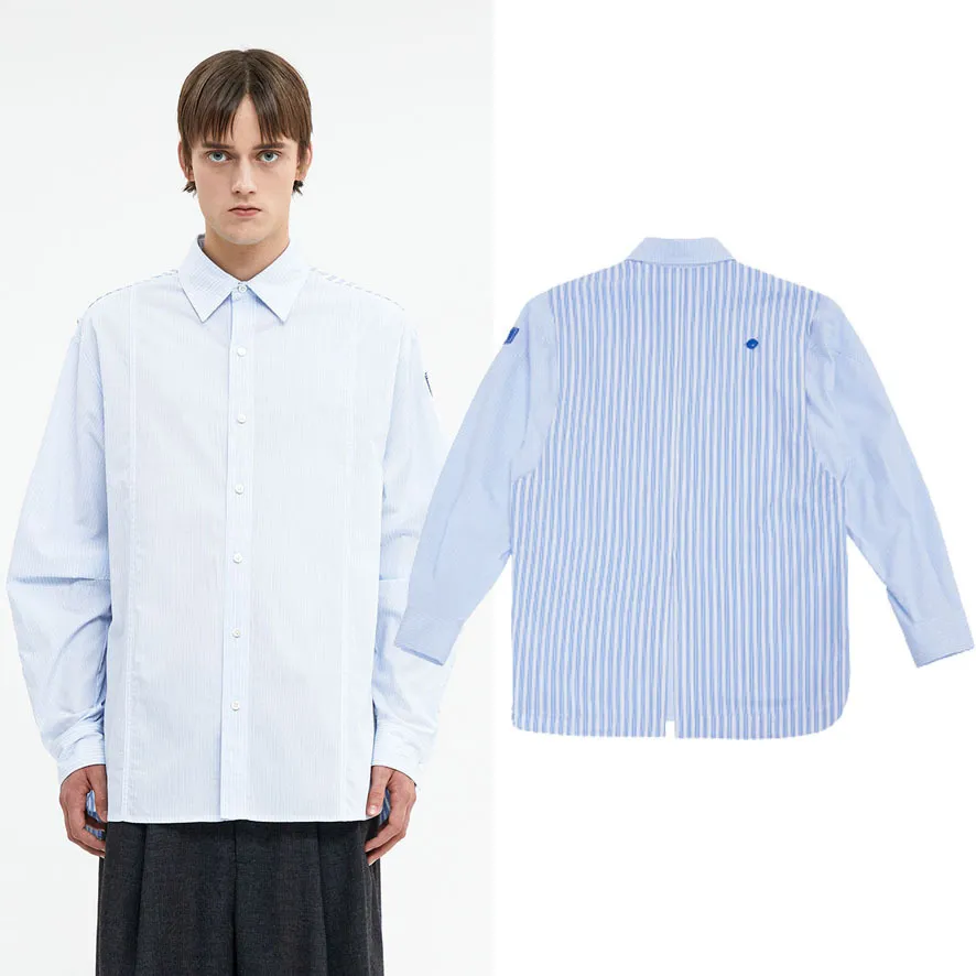 ADERERROR  |Button-down Stripes Unisex Street Style Long Sleeves Cotton