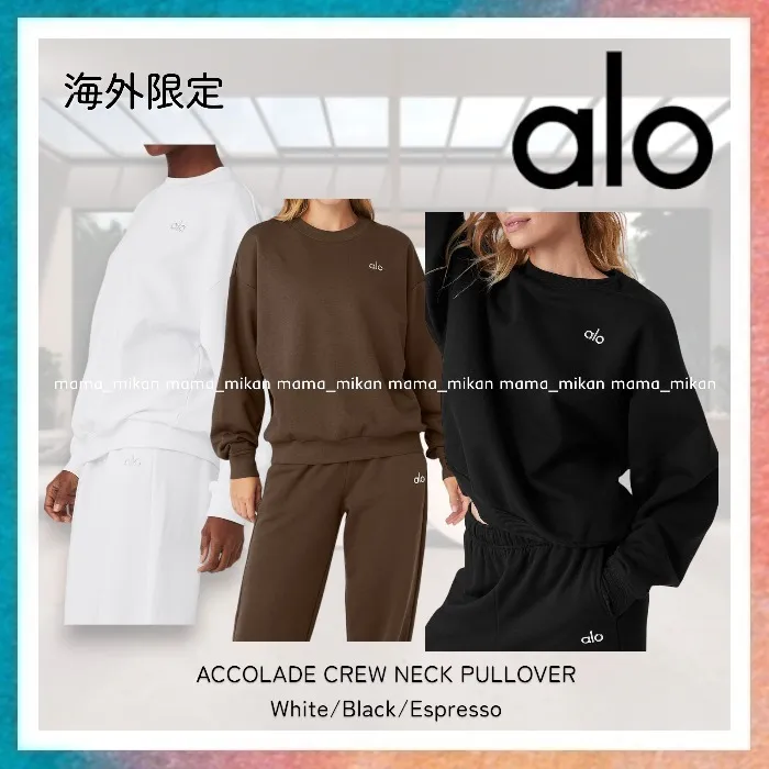 ALO Yoga  |Crew Neck Unisex Long Sleeves Plain Cotton Logo