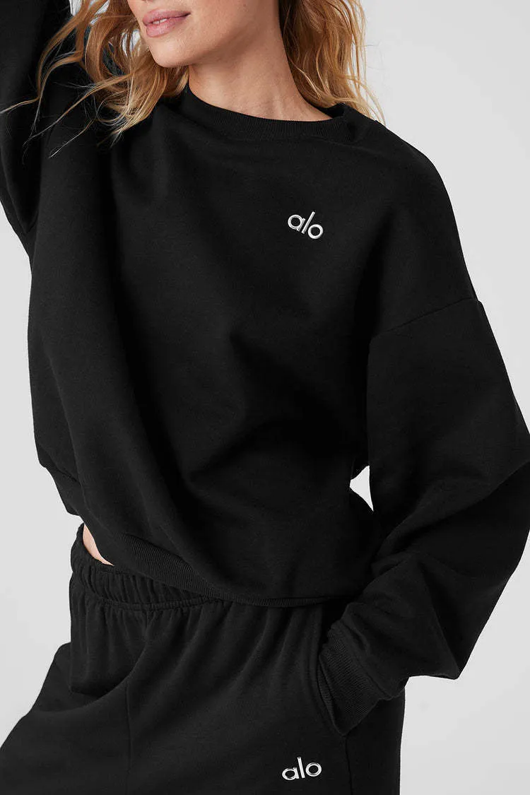 ALO Yoga  |Crew Neck Unisex Long Sleeves Plain Cotton Logo