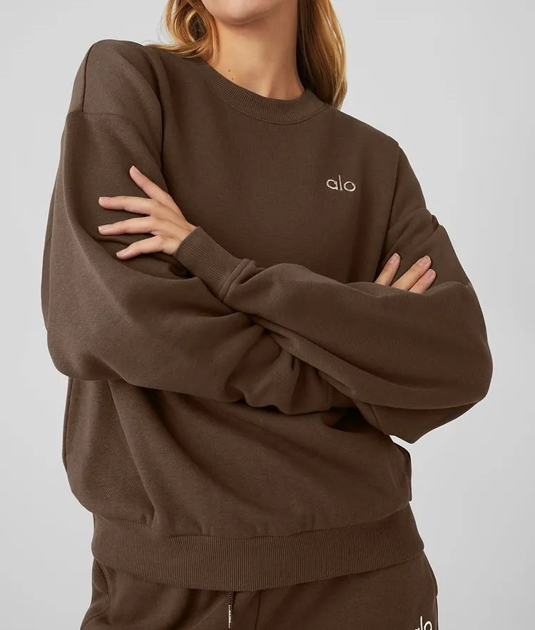 ALO Yoga  |Crew Neck Unisex Long Sleeves Plain Cotton Logo