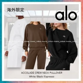 ALO Yoga  |Crew Neck Unisex Long Sleeves Plain Cotton Logo