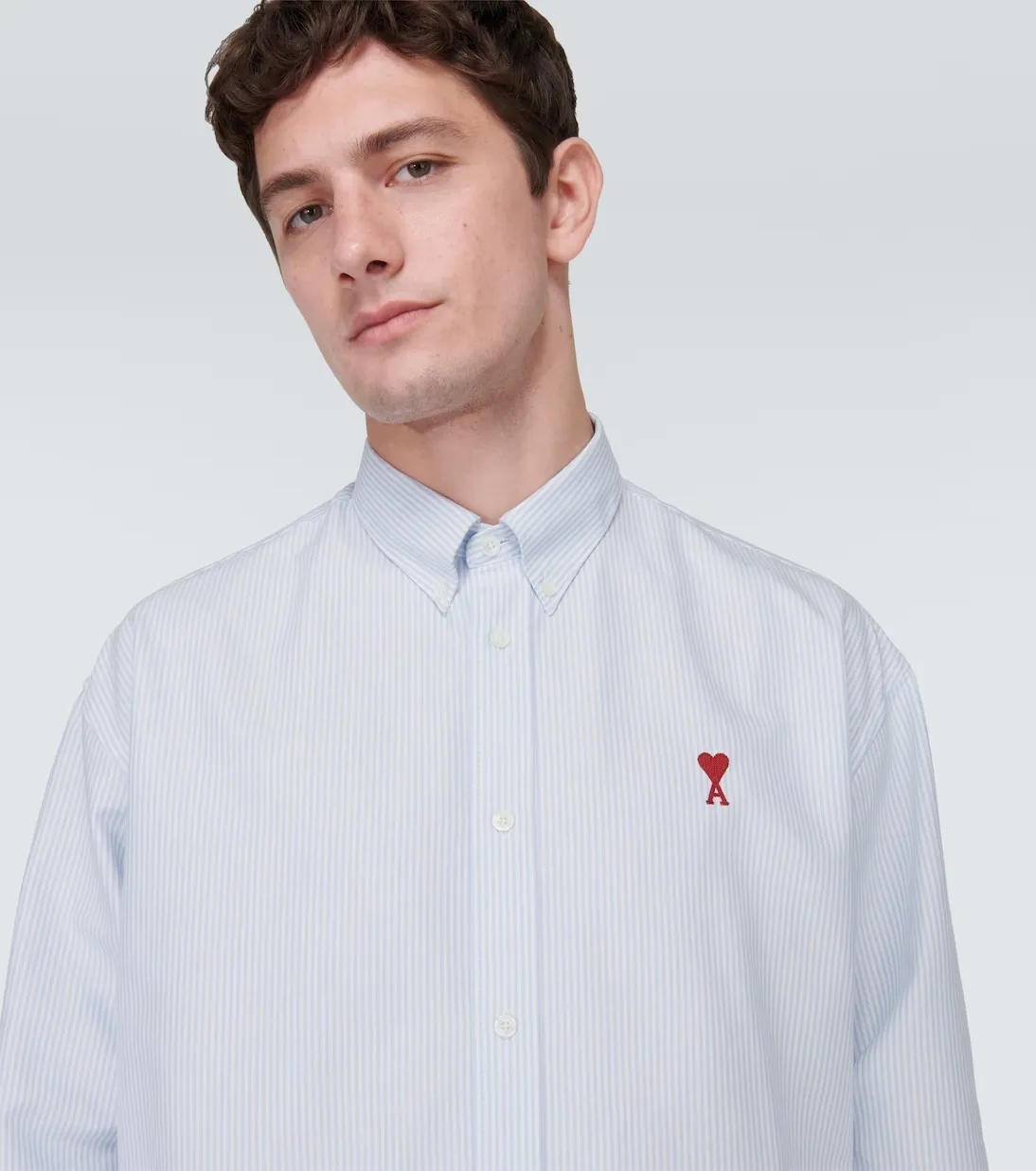 AMI PARIS  |Button-down Stripes Street Style Long Sleeves Cotton Logo