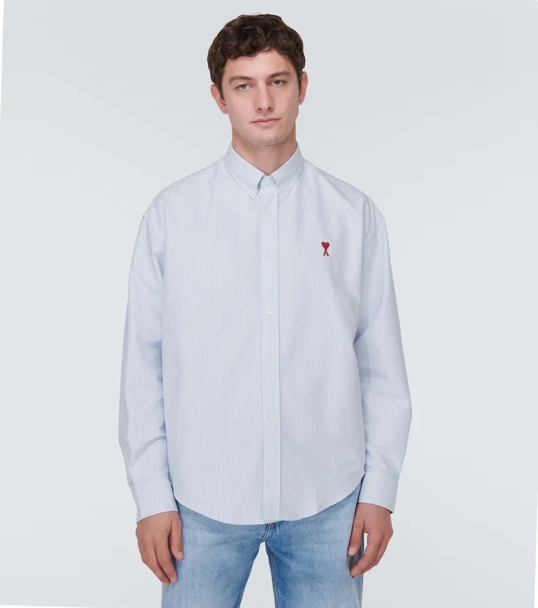 AMI PARIS  |Button-down Stripes Street Style Long Sleeves Cotton Logo