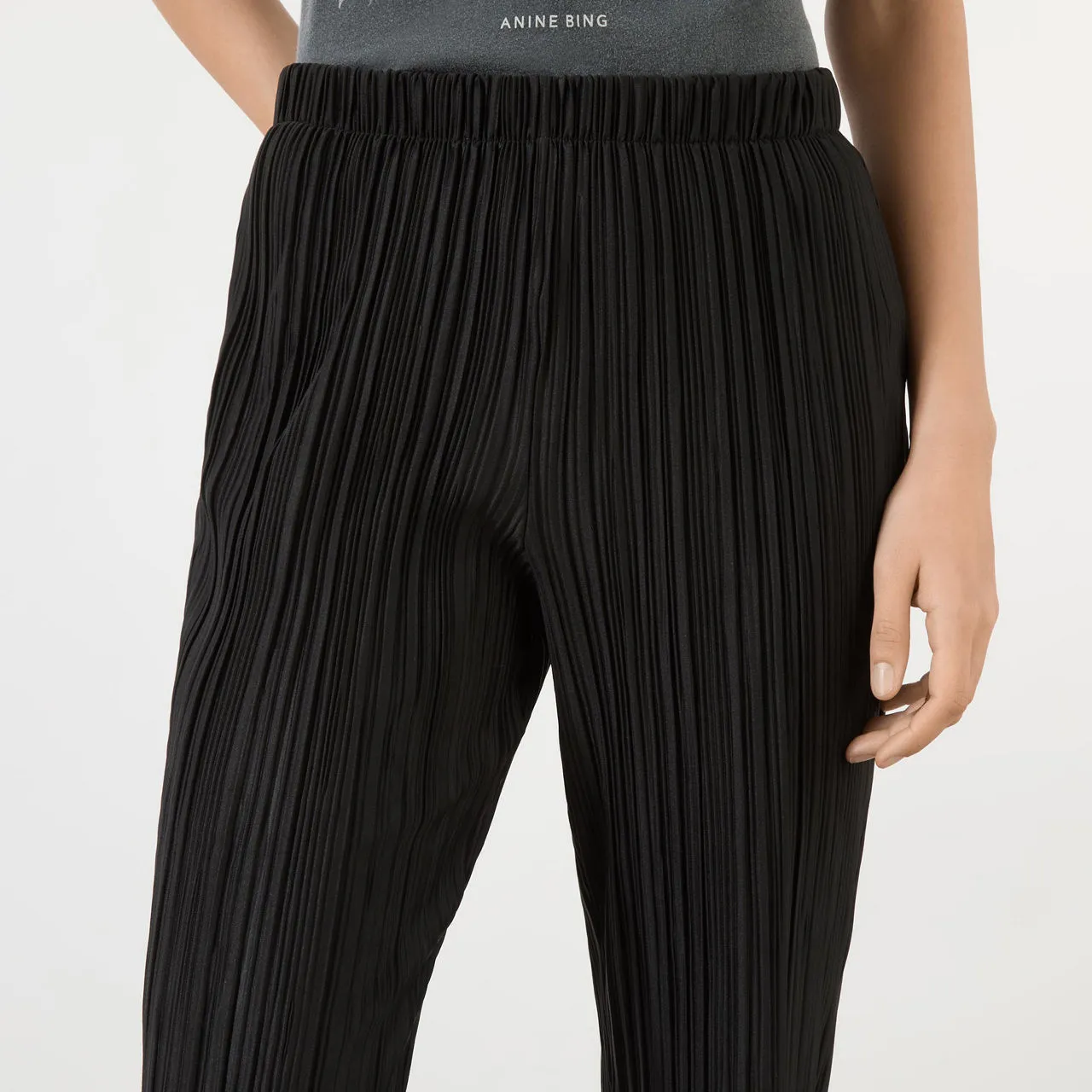 ANINE BING Billie Plissé Trousers - Black