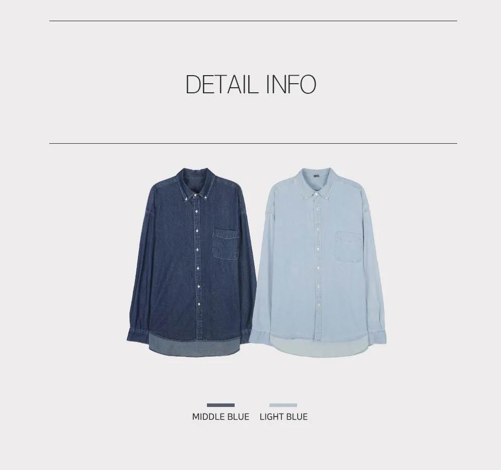 ASCLO  |Button-down Unisex Denim Street Style Long Sleeves Cotton