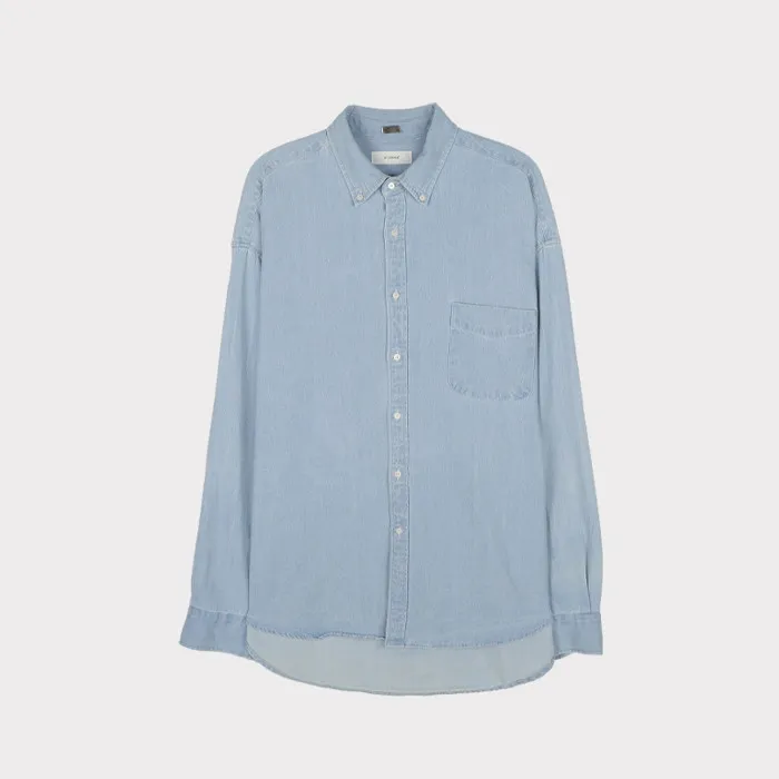 ASCLO  |Button-down Unisex Denim Street Style Long Sleeves Cotton