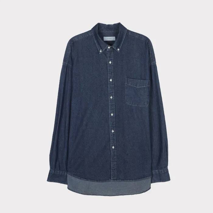 ASCLO  |Button-down Unisex Denim Street Style Long Sleeves Cotton