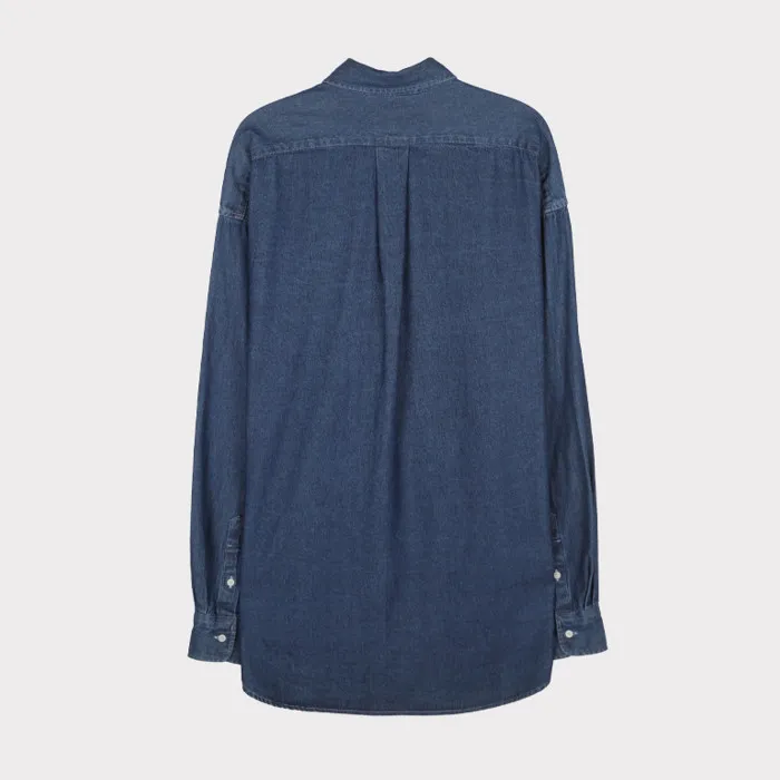 ASCLO  |Button-down Unisex Denim Street Style Long Sleeves Cotton