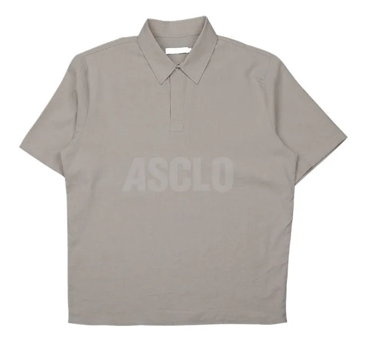 ASCLO  |Button-down Unisex Linen Street Style Plain Cotton