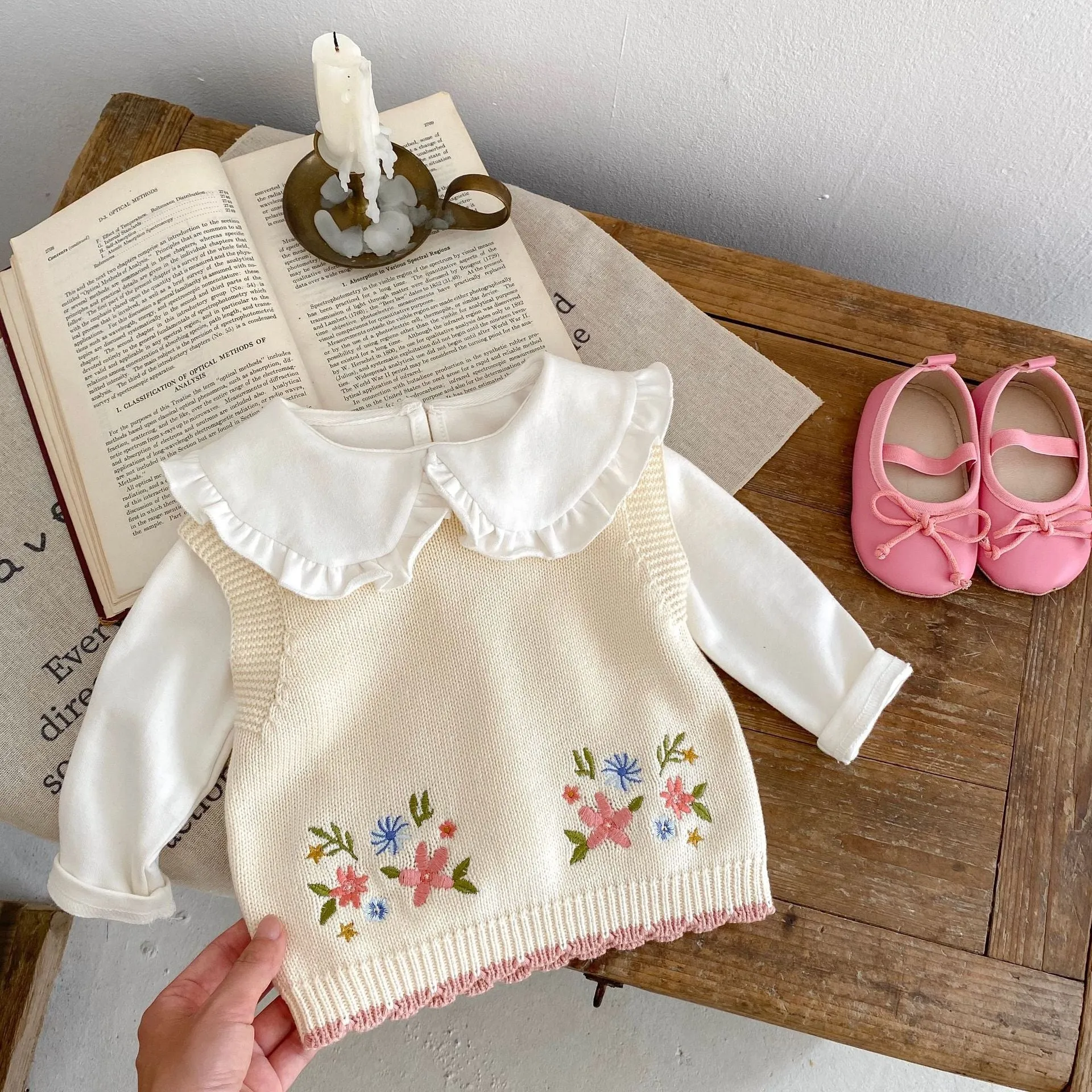 Baby Kid Girls Flower Embroidered Vests Waistcoats Wholesale 230828125