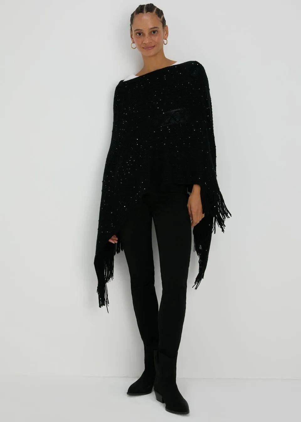 Black Sequin Poncho