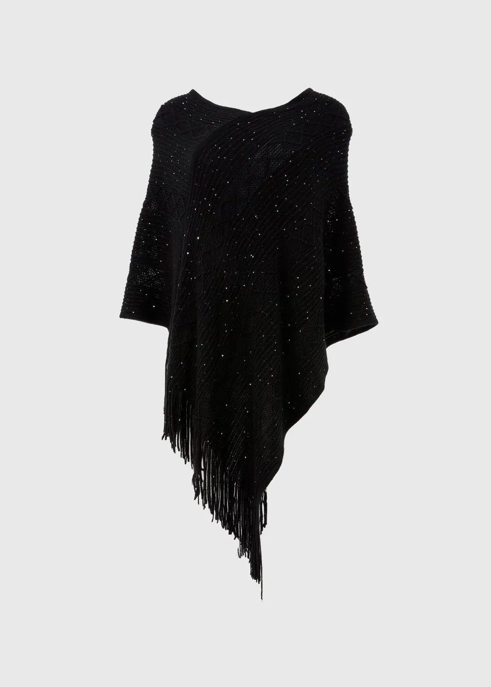 Black Sequin Poncho