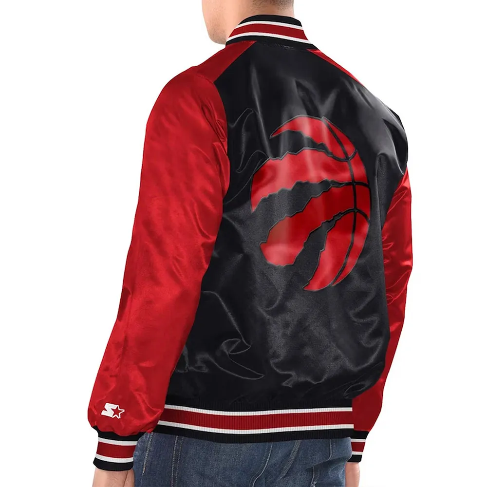 Black/Red Toronto Raptors Renegade Varsity Satin Jacket