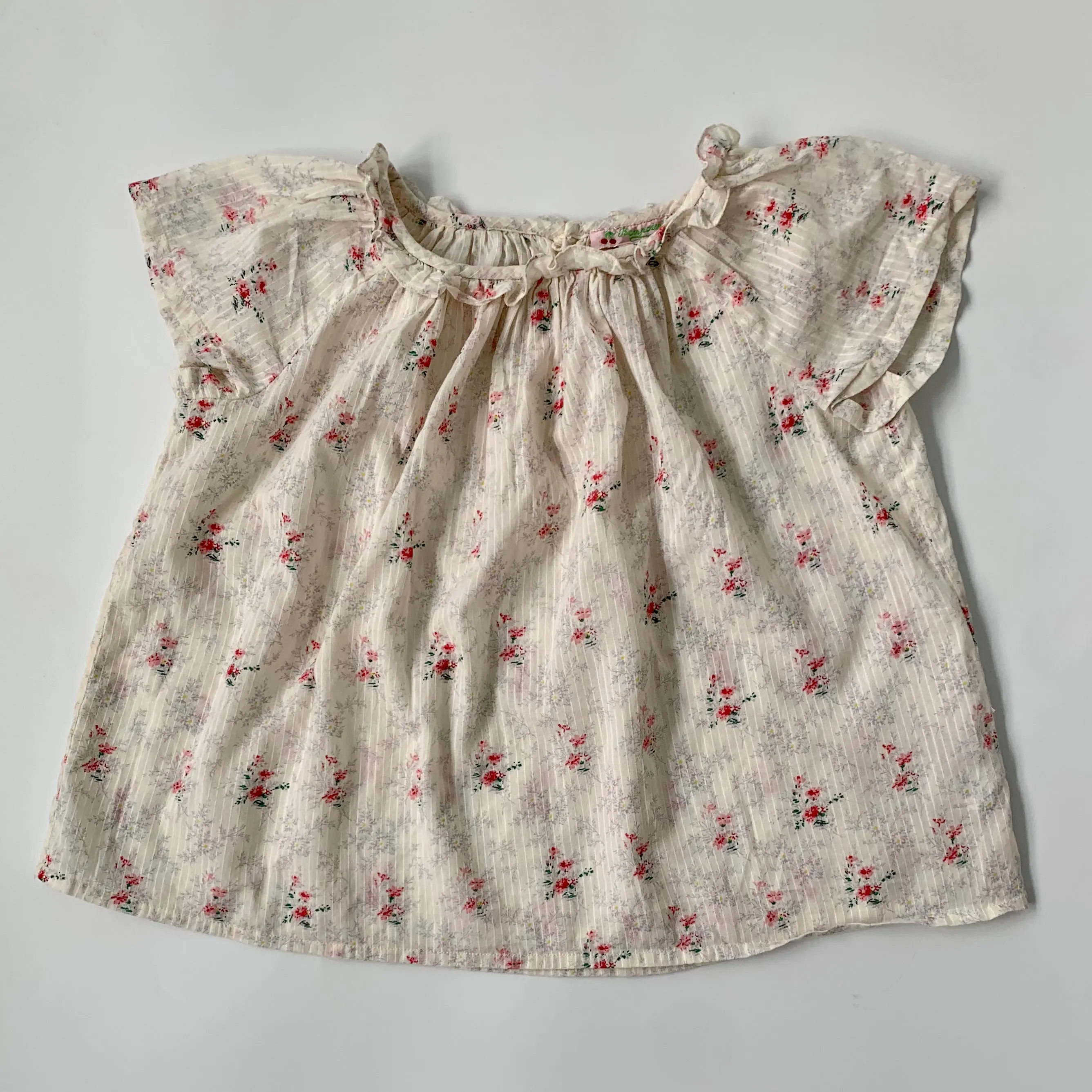 Bonpoint Rose Print Blouse With Stripe : 6 Years