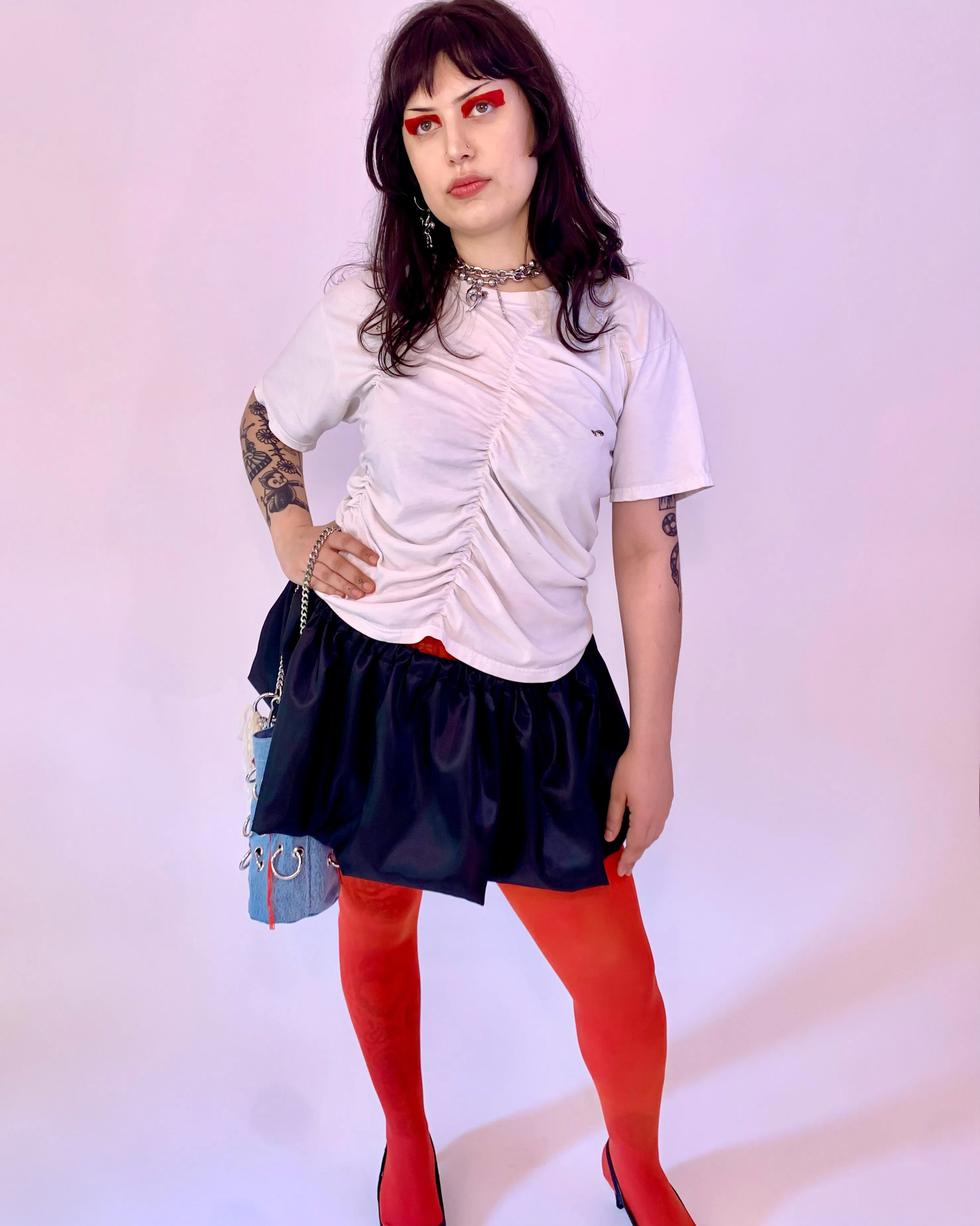 Bright cherry chalk tights