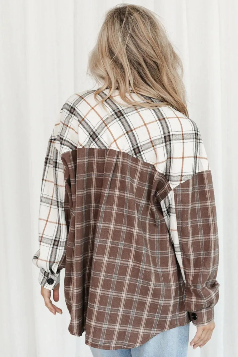 Brown Mixed Plaid Soft Oversized Flannel Shirt