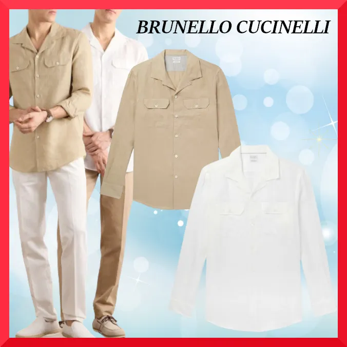 BRUNELLO CUCINELLI  |Button-down Linen Street Style Long Sleeves Plain Bridal