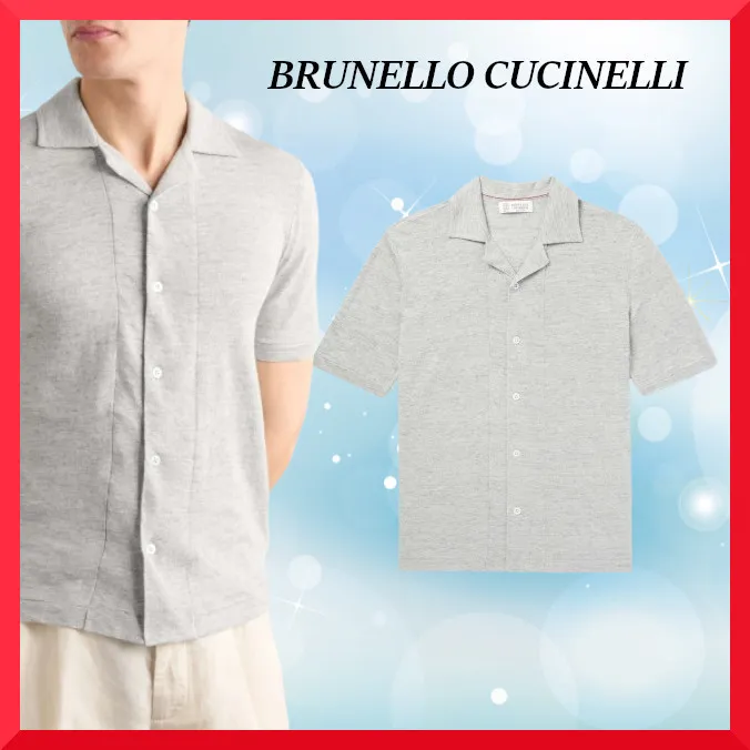 BRUNELLO CUCINELLI  |Button-down Linen Street Style Plain Cotton Short Sleeves