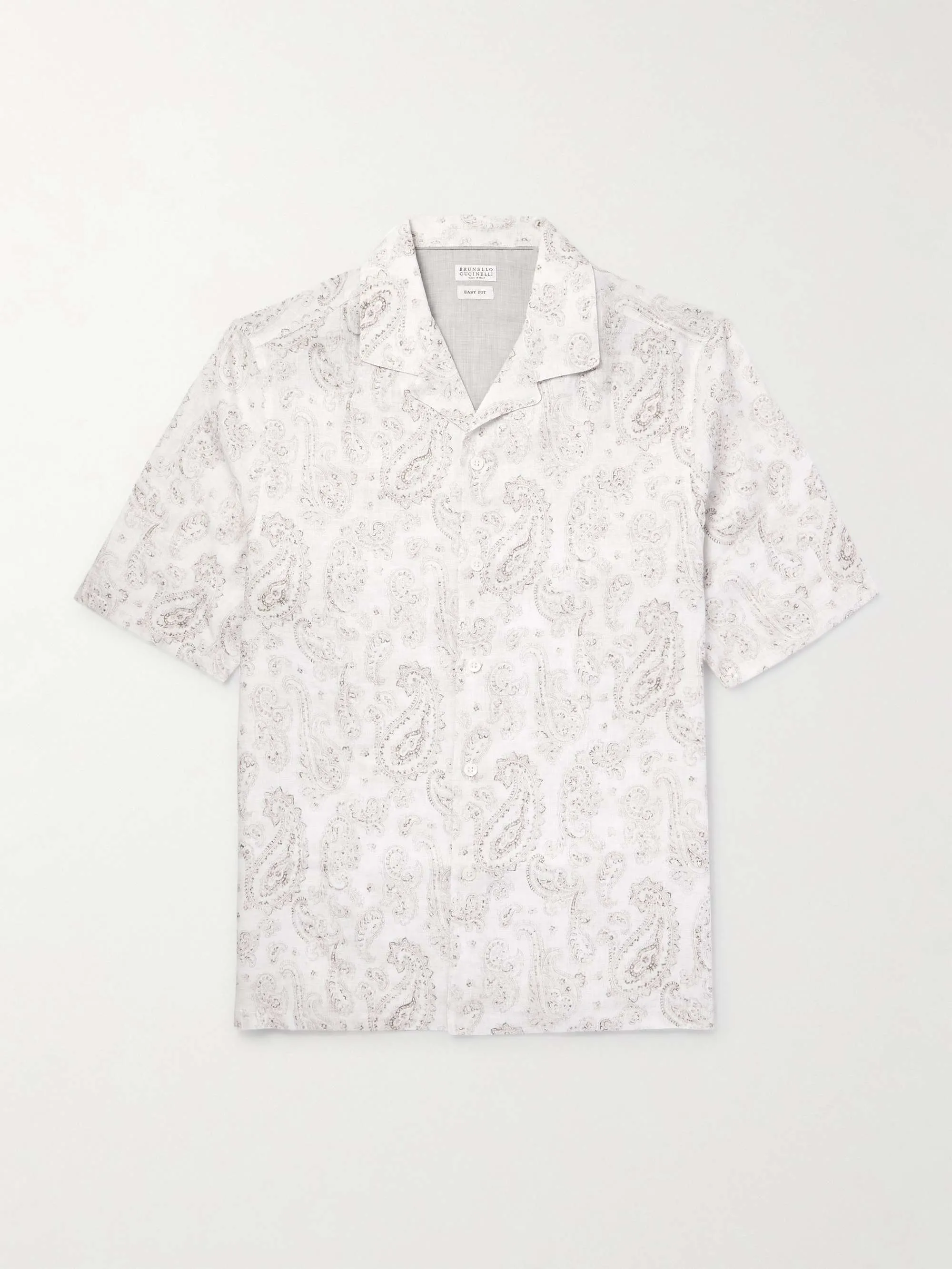 BRUNELLO CUCINELLI  |Button-down Paisley Linen Street Style Short Sleeves Bridal