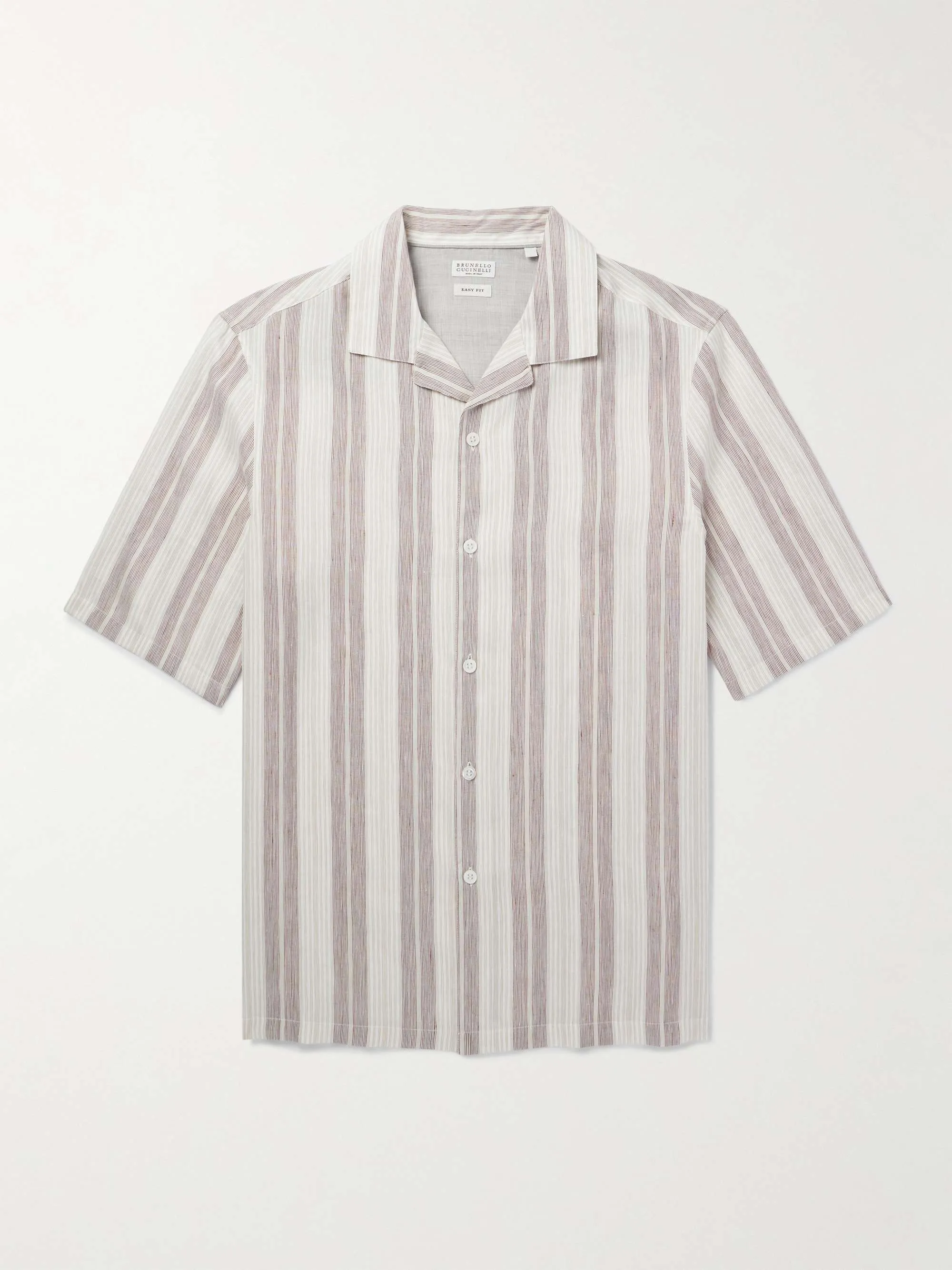 BRUNELLO CUCINELLI  |Button-down Stripes Unisex Linen Street Style Short Sleeves