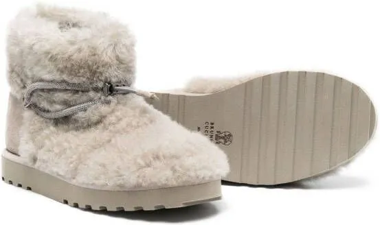 Brunello Cucinelli Kids shearling-trim snow boots Grey