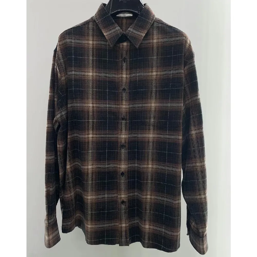 CELINE  |Button-down Other Plaid Patterns Long Sleeves Cotton