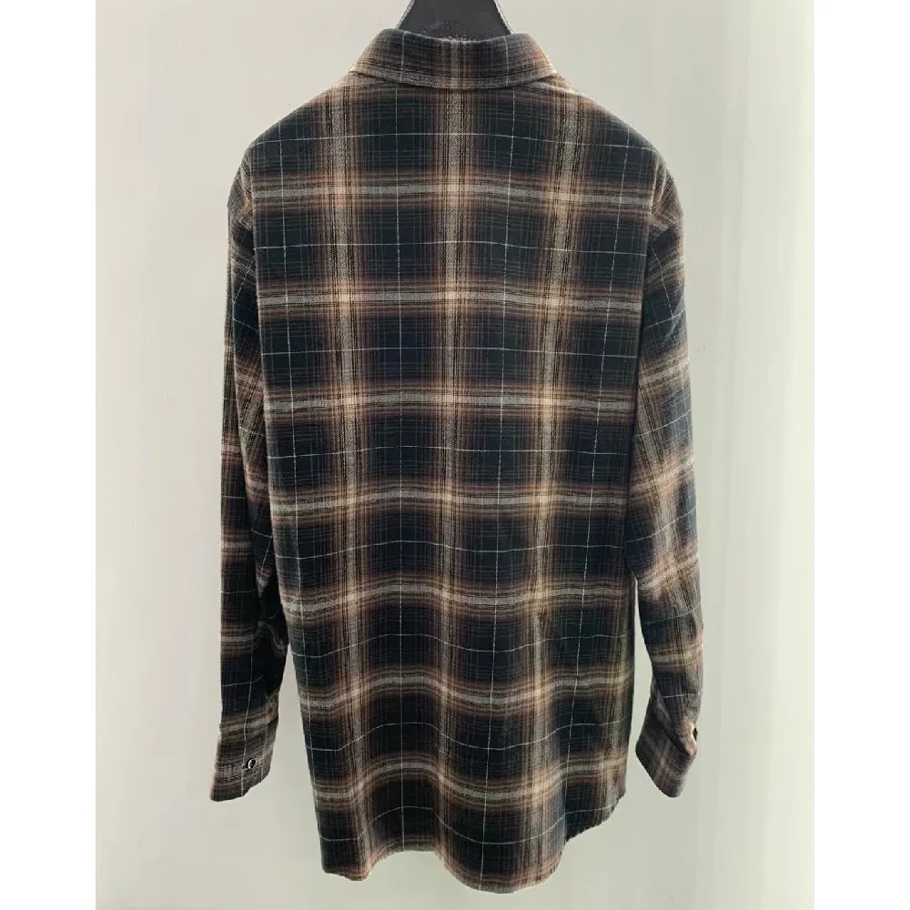 CELINE  |Button-down Other Plaid Patterns Long Sleeves Cotton