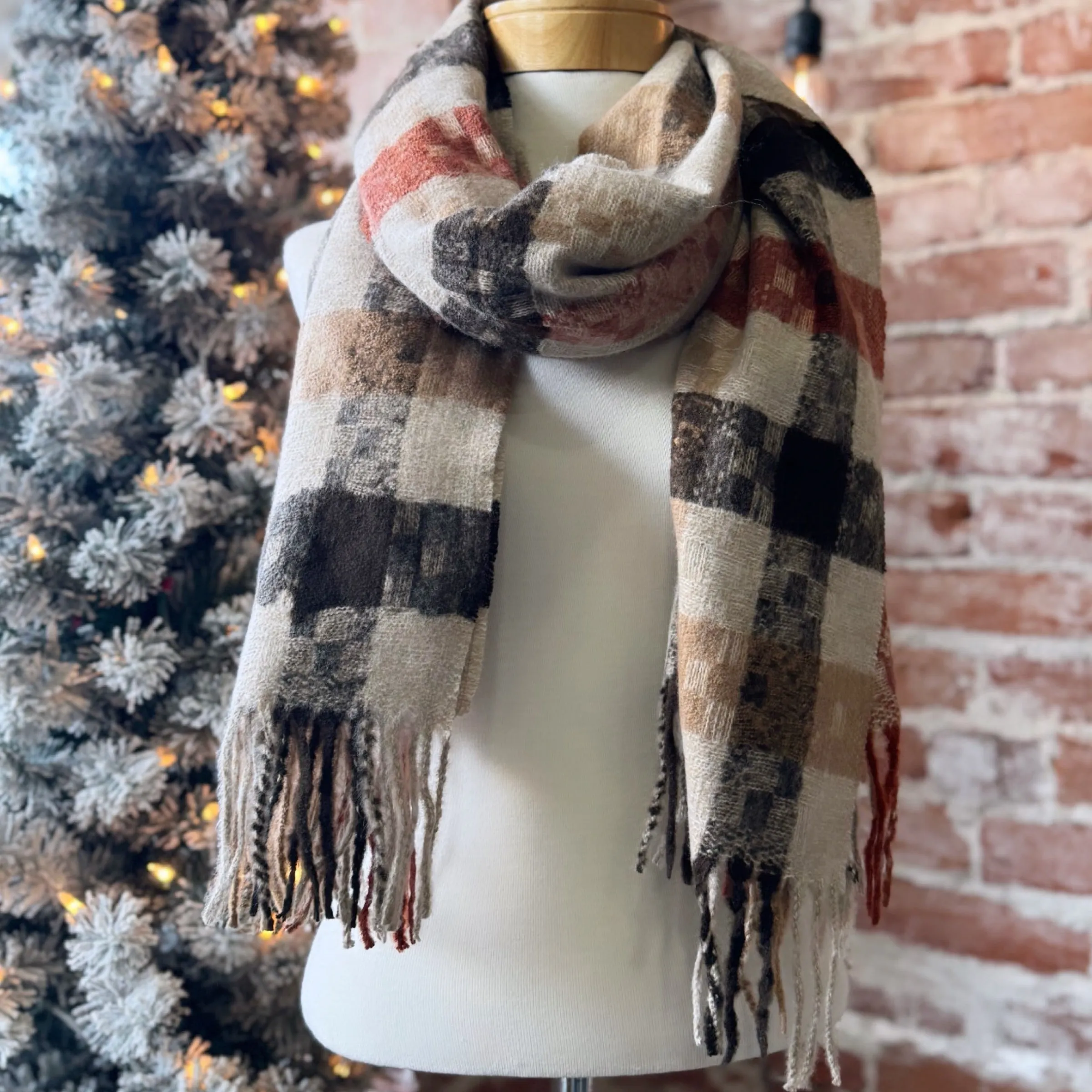 Checkered Oblong Scarf