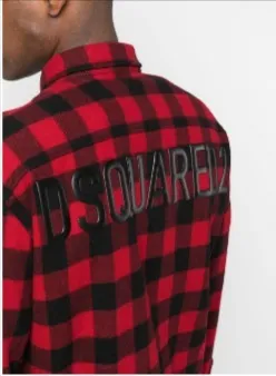 D SQUARED2  |Button-down Other Plaid Patterns Wool Long Sleeves Logo