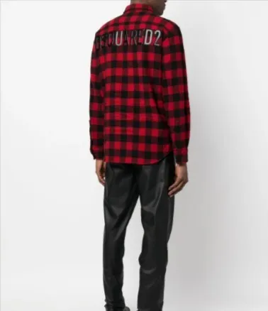 D SQUARED2  |Button-down Other Plaid Patterns Wool Long Sleeves Logo