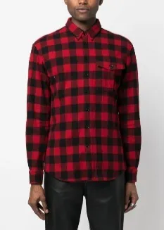 D SQUARED2  |Button-down Other Plaid Patterns Wool Long Sleeves Logo