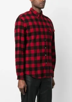 D SQUARED2  |Button-down Other Plaid Patterns Wool Long Sleeves Logo