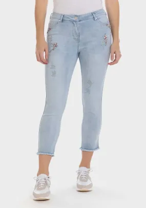 Denim Trousers With Gemstones