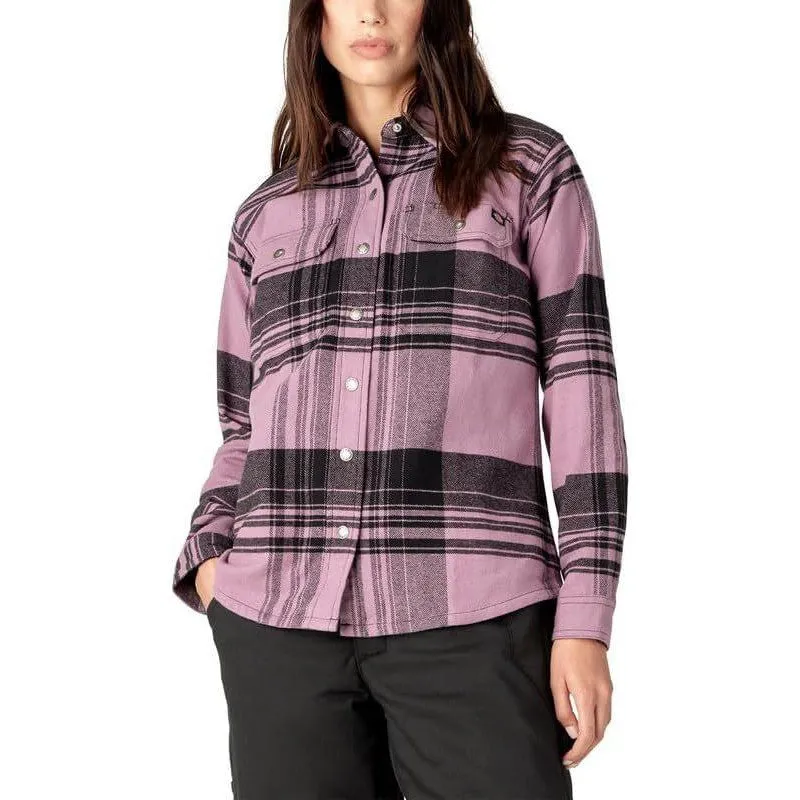 Dickies Womens DuraTech Renegade Flannel Shirt, Grapeade Windowpane Plade, S