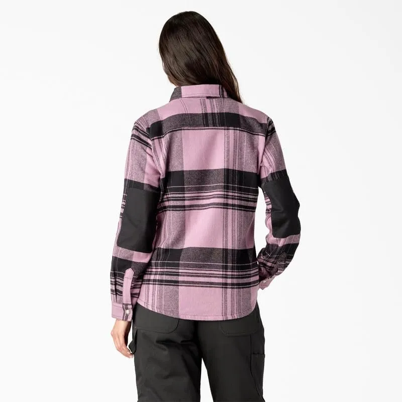 Dickies Womens DuraTech Renegade Flannel Shirt, Grapeade Windowpane Plade, S