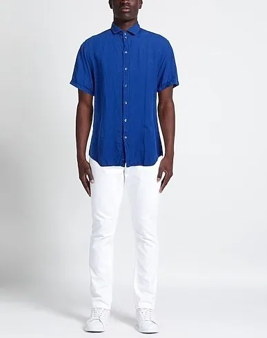 EMPORIO ARMANI  |Button-down Linen Street Style Plain Short Sleeves Shirts