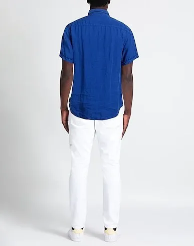 EMPORIO ARMANI  |Button-down Linen Street Style Plain Short Sleeves Shirts