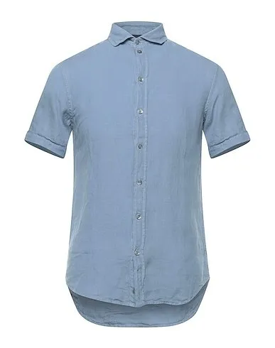 EMPORIO ARMANI  |Button-down Linen Street Style Plain Short Sleeves Shirts