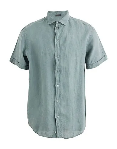 EMPORIO ARMANI  |Button-down Linen Street Style Plain Short Sleeves Shirts