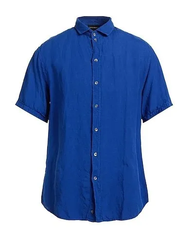 EMPORIO ARMANI  |Button-down Linen Street Style Plain Short Sleeves Shirts