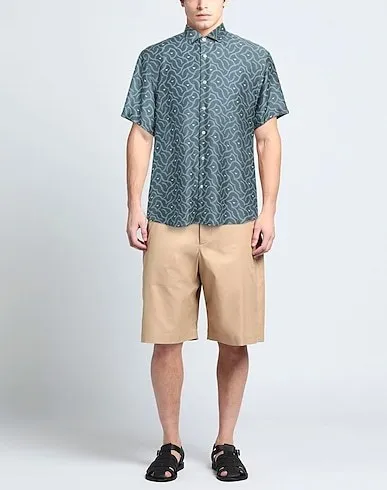 EMPORIO ARMANI  |Button-down Silk Street Style Short Sleeves Logo Shirts