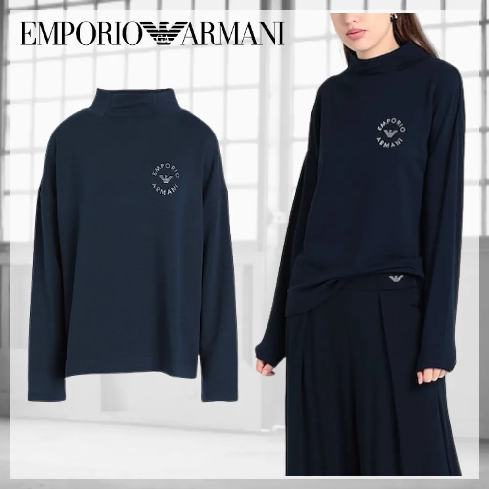 EMPORIO ARMANI  |Unisex Street Style Long Sleeves Plain Cotton Logo