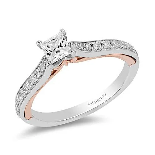 Enchanted Disney Fine Jewelry 14K White and Rose Gold with 3/4 cttw Diamond Snow White Engagement Ring