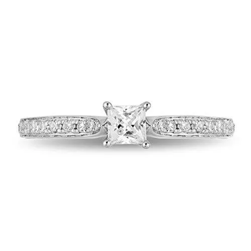 Enchanted Disney Fine Jewelry 14K White and Rose Gold with 3/4 cttw Diamond Snow White Engagement Ring