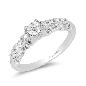 Enchanted Disney Fine Jewelry 14K White Gold 3/4cttw Diamond Snow White Bow Engagement Ring