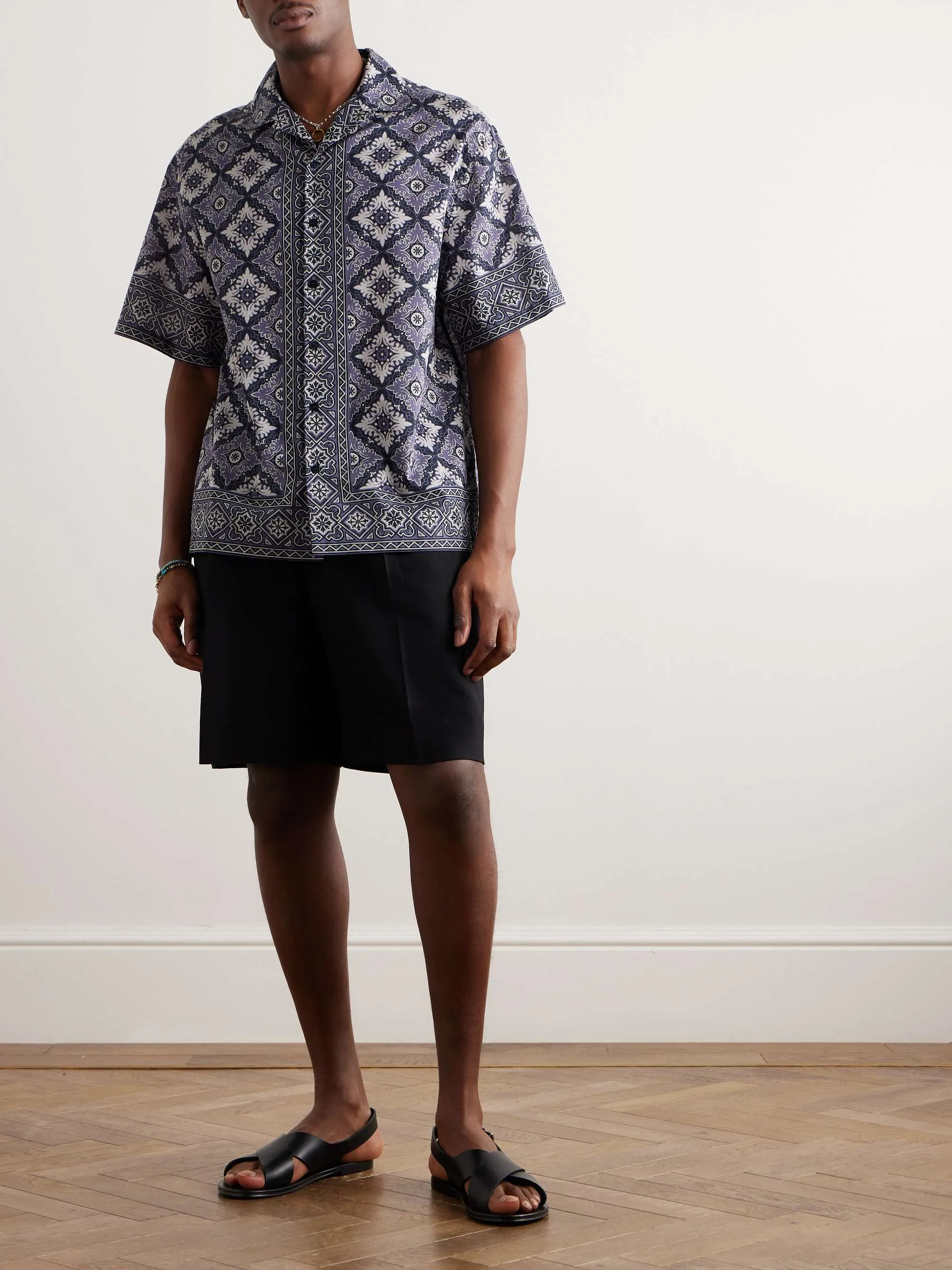 ETRO  |Button-down Unisex Street Style Cotton Short Sleeves