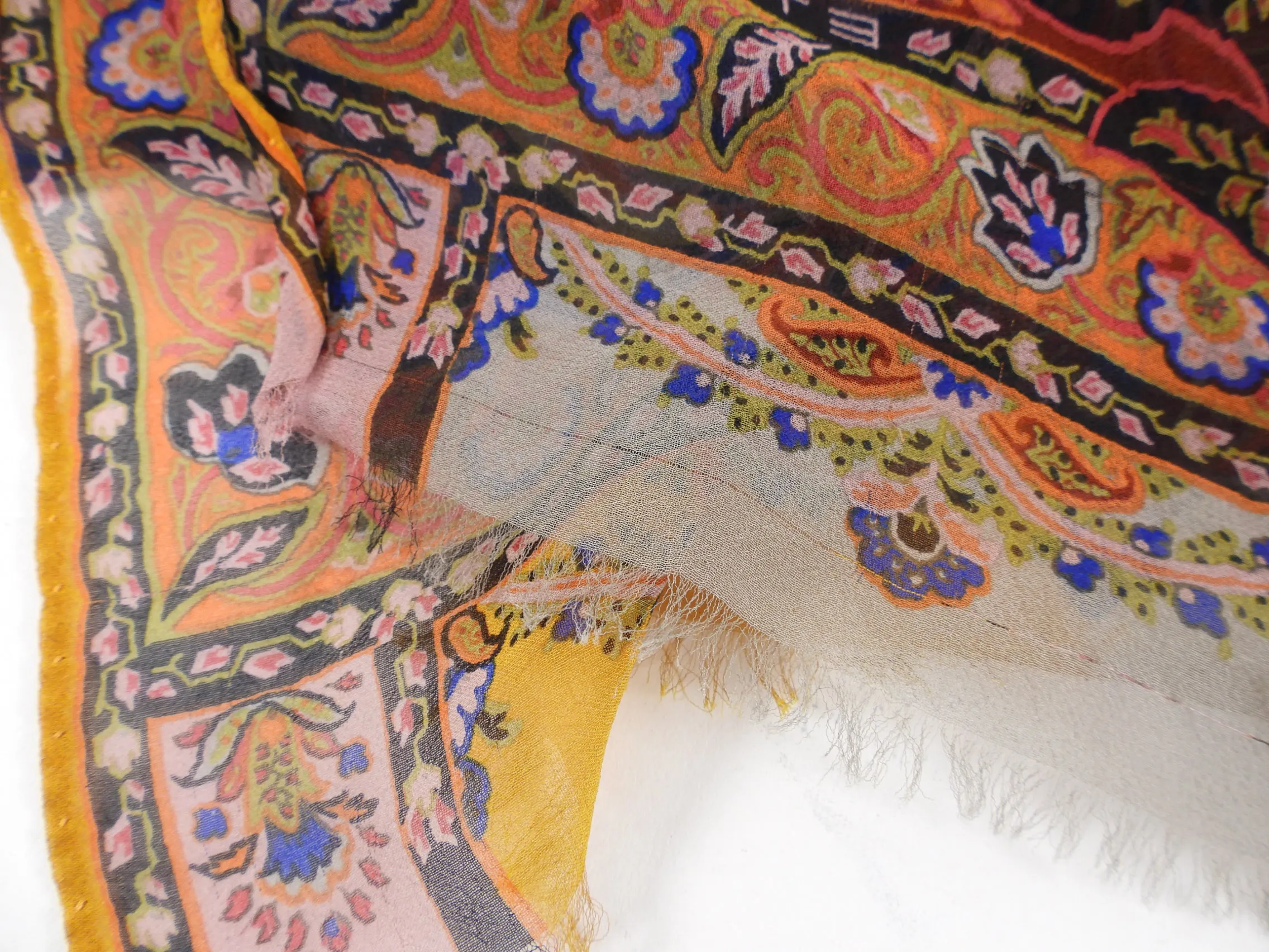 Etro Orange Yellow Paisley Silk Chiffon Scarf