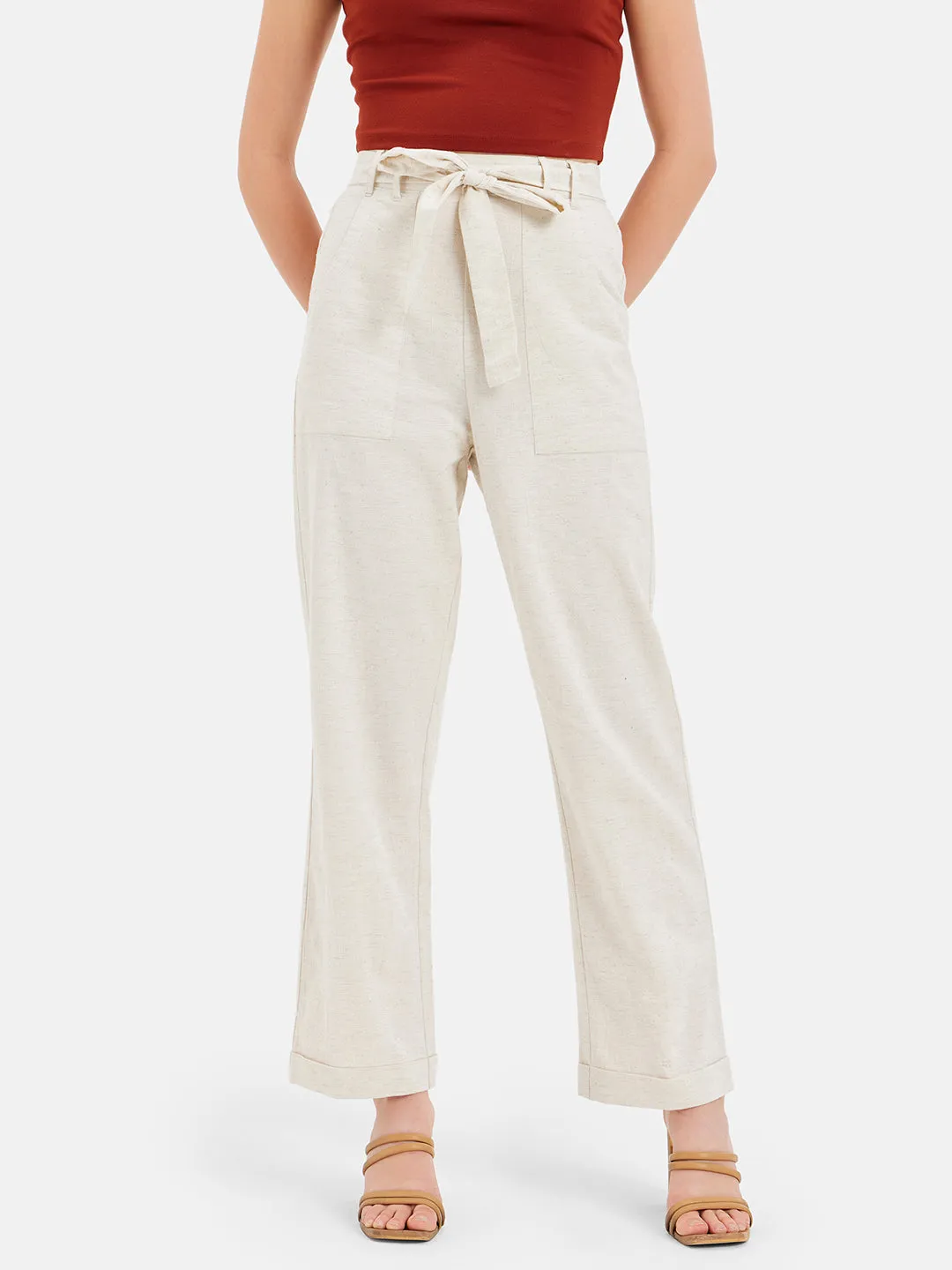 Eva Linen Trousers With Tie-Up