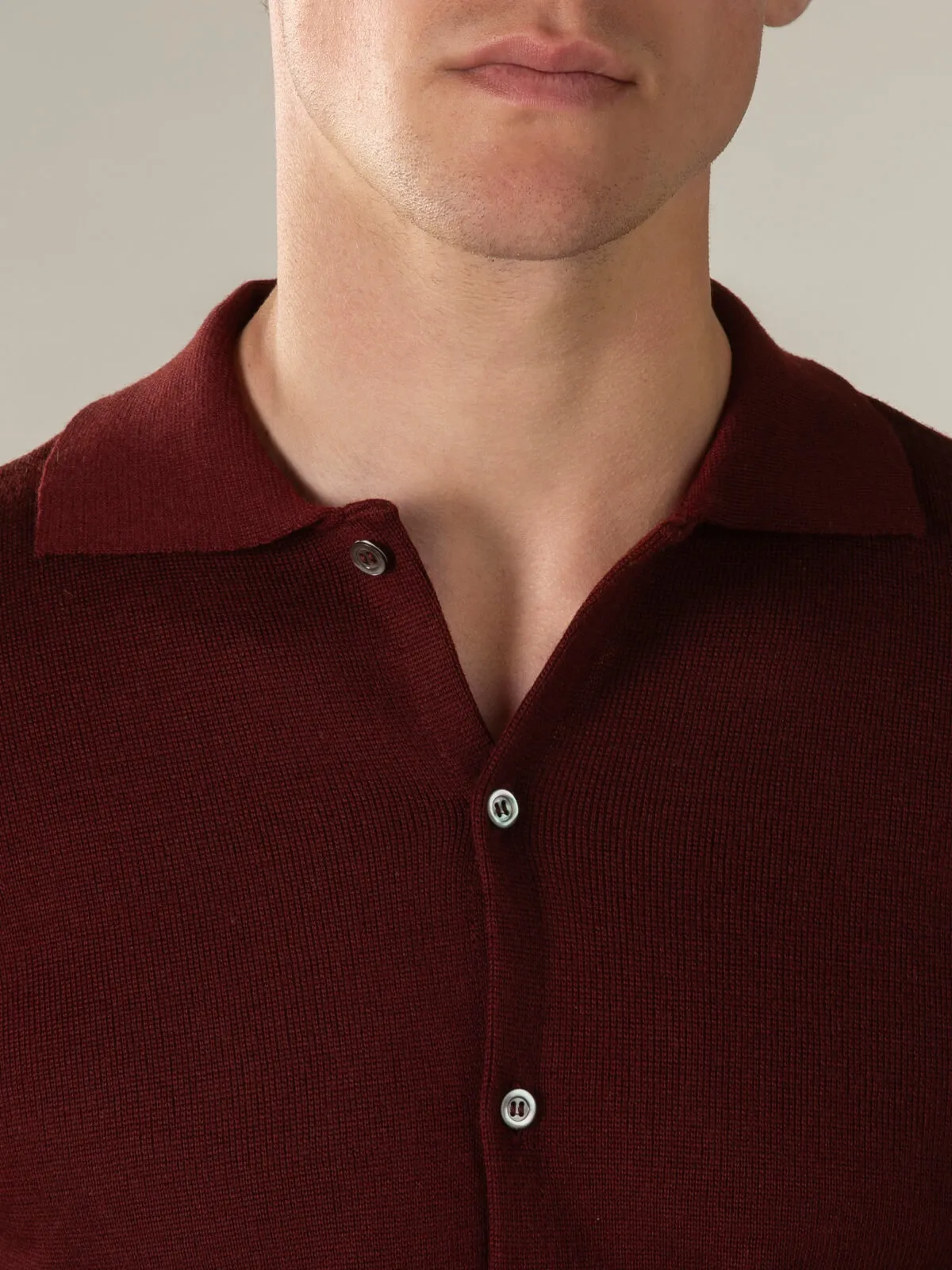 Extrafine Merino Knitted Shirt Burgundy